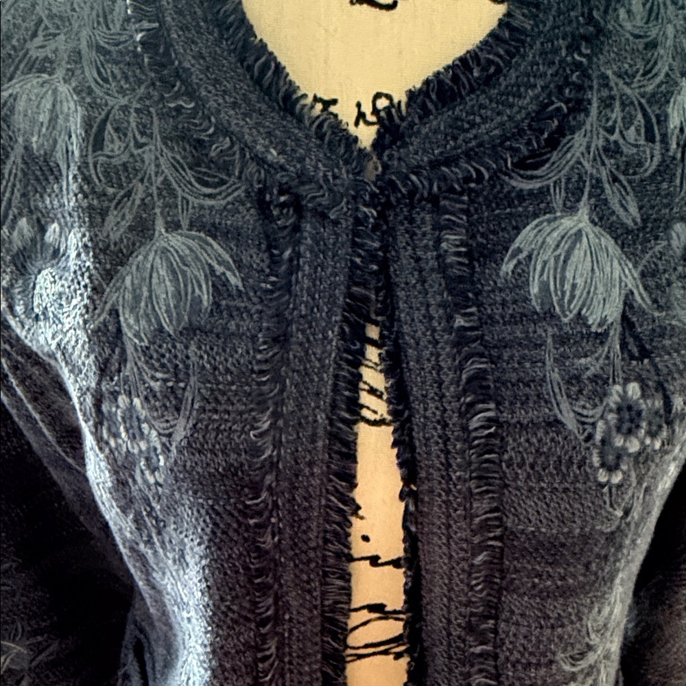 Chicos Elegant Blue Embroidered Women's Jacket - Picture 2 of 14